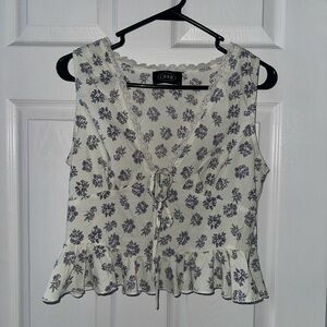 Floral Women's Top - Cream and Purple